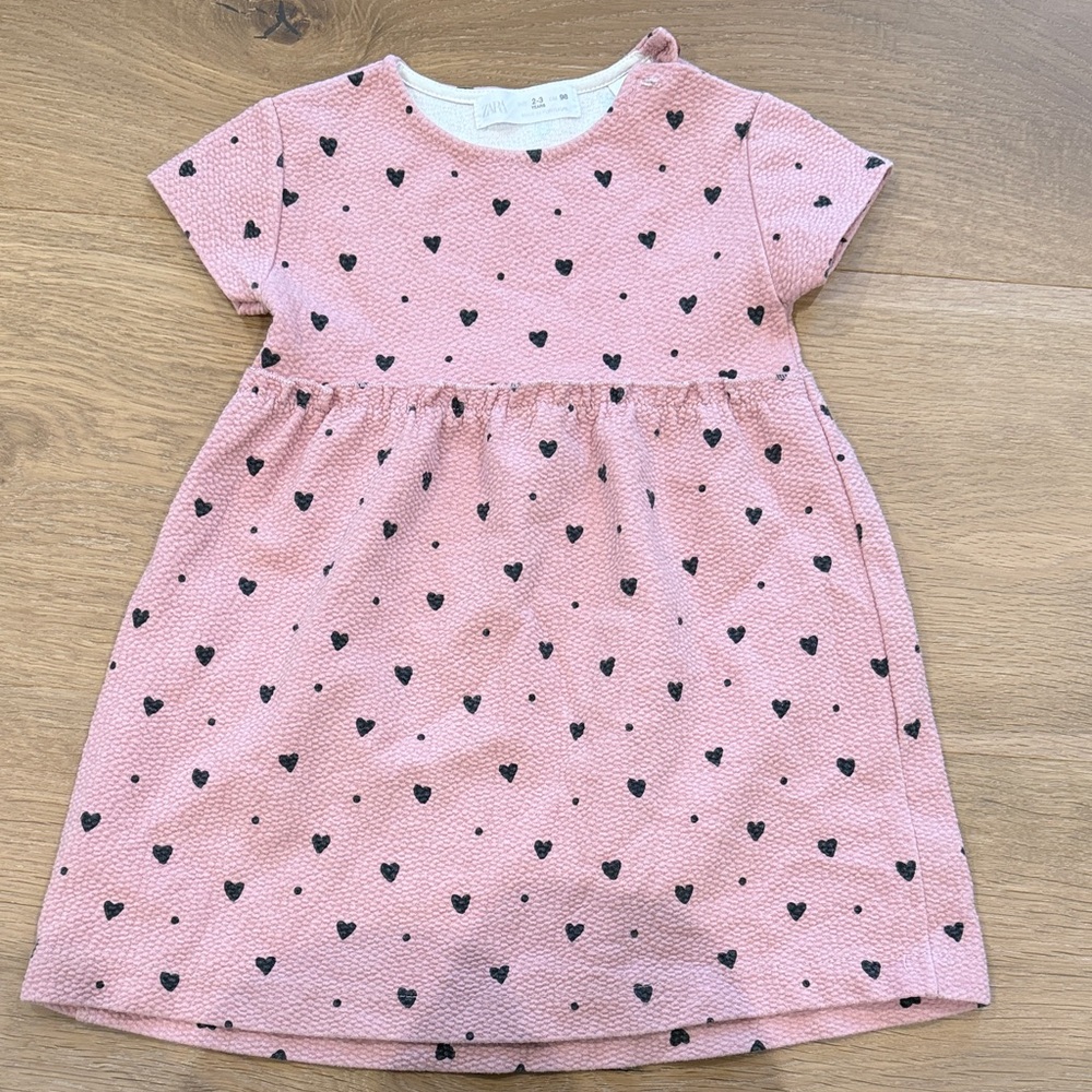 Zara Pink Heart Print Kids Dress